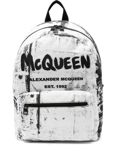 Alexander McQueen Graffiti Metropolitan Rugzak - Wit