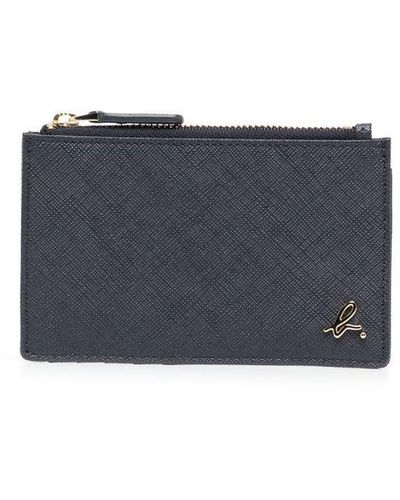 agnès b. Zip-pocket Leather Wallet - Blue