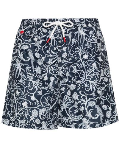 Kiton Badeshorts mit Logo-Stickerei - Blau