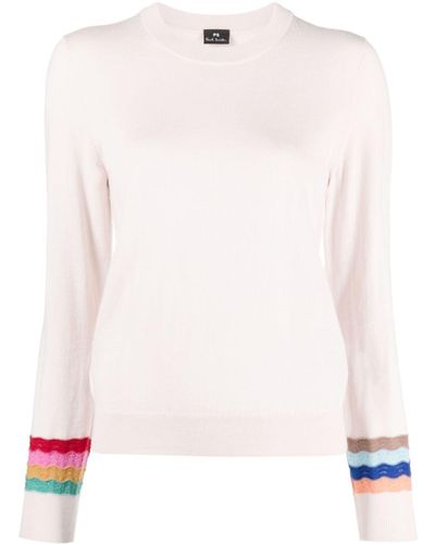 PS by Paul Smith Stripe-detail Fine-ribbed Jumper - White