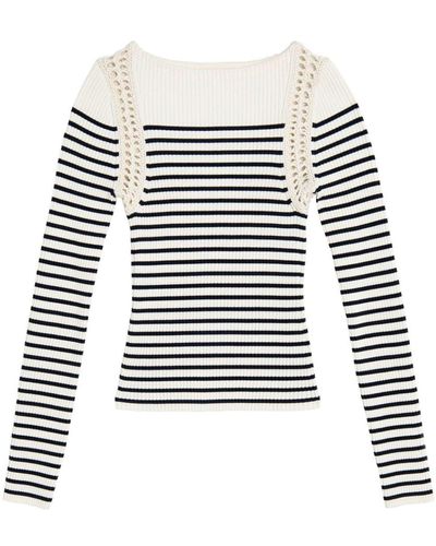 A.L.C. Isa Striped Ribbed-knit Jumper - White