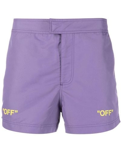 Off-White c/o Virgil Abloh Sunrise Off Quote-print Swim Shorts - Purple
