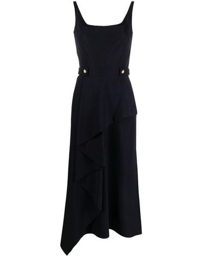 Alexander McQueen Asymmetric Faille Dress - Black