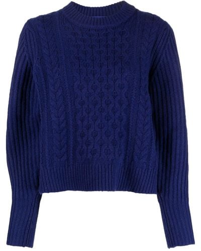 Chinti & Parker Aran Crew-neck Wool Sweater - Blue