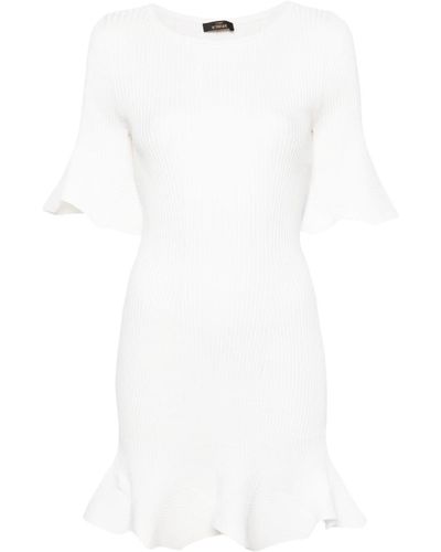 Twin Set Ribbed-knit Flared Minidress - White