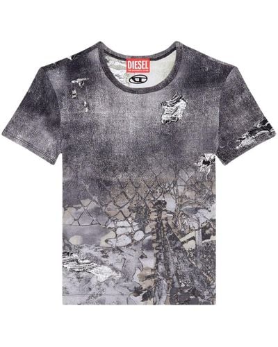 DIESEL T-Uncski T-Shirt mit abstraktem Print - Grau