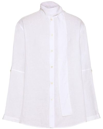 Valentino Garavani Neck-tie Linen Shirt - White