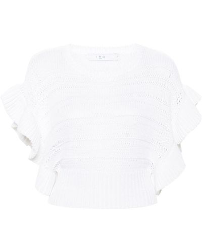 IRO Ruffled Open-knit Sweater - White