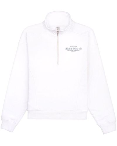 Sporty & Rich Logo-print Half-zip Sweatshirt - White