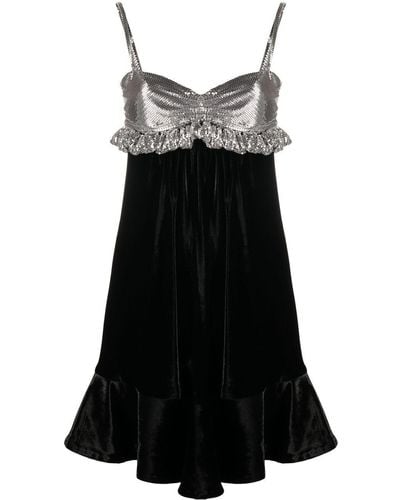 Rabanne Tweekleurige Mini-jurk - Zwart