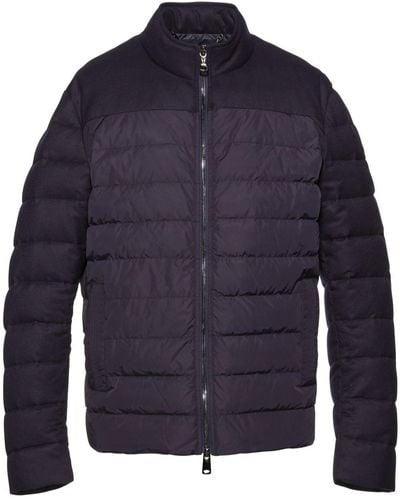Norwegian Wool Quilted Padded Down Jacket - Blue