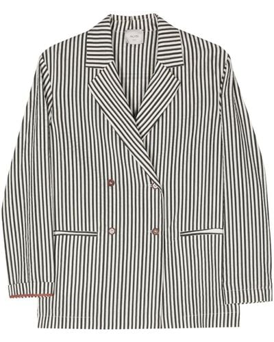 Alysi Striped Seersucker Blazer - Grey
