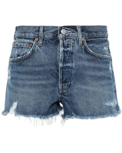 Agolde Jeans-Shorts mit Fransen - Blau