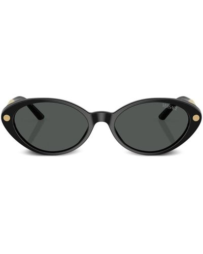 Versace Greca-detail Cat Eye-frame Sunglasses - Black