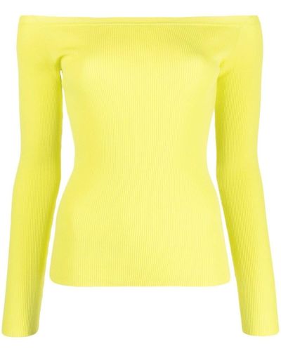 P.A.R.O.S.H. Off-shoulder Knitted Top - Yellow