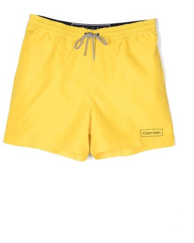 Calvin Klein Logo-waistband Swim Shorts - Yellow