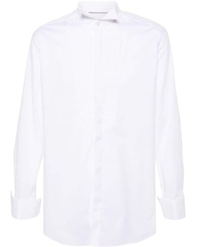 Tintoria Mattei 954 Pintuck-detail Buttoned Shirt - White