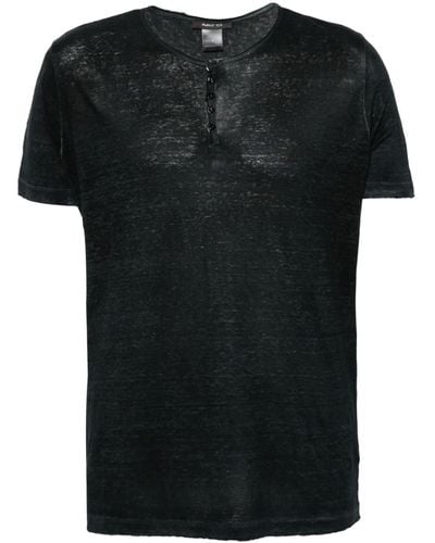 Avant Toi Abstract-print Linen T-shirt - Black