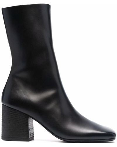Marsèll Square-toe Mid-calf Leather Boots - Black