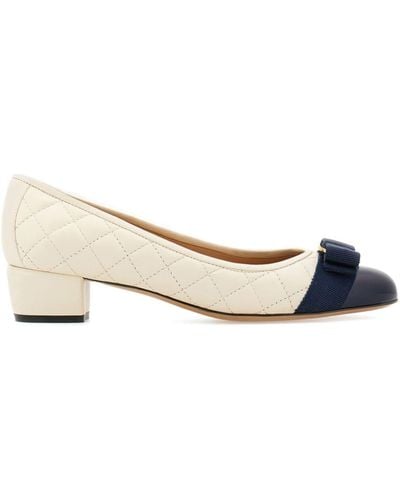 Ferragamo Vara 30mm Quilted Court Shoes - Natural