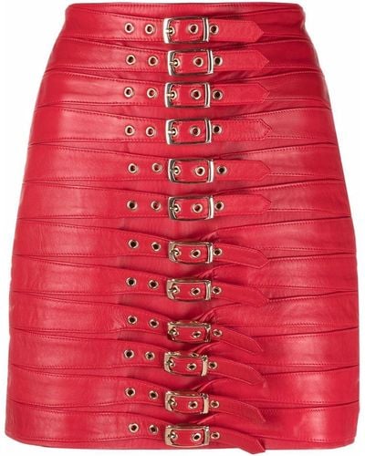 Manokhi Minifalda con detalle de hebillas - Rojo