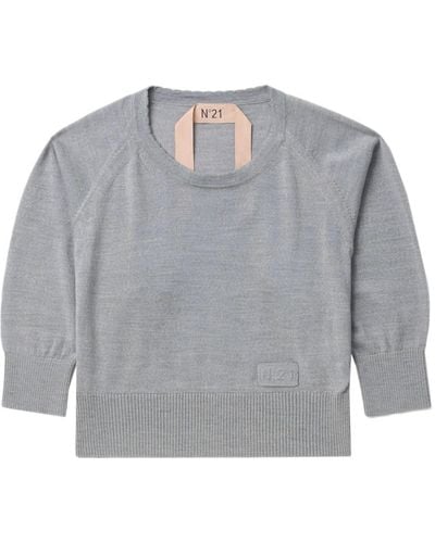 N°21 Logo-patch Cropped Sweater - Grey