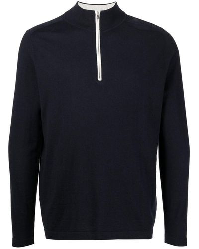 N.Peal Cashmere Half-zip Cotton-cashmere Sweater - Blue