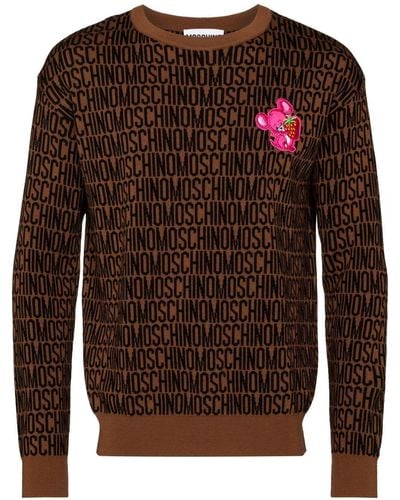 Moschino Mouse-patch Logo Sweater - Brown