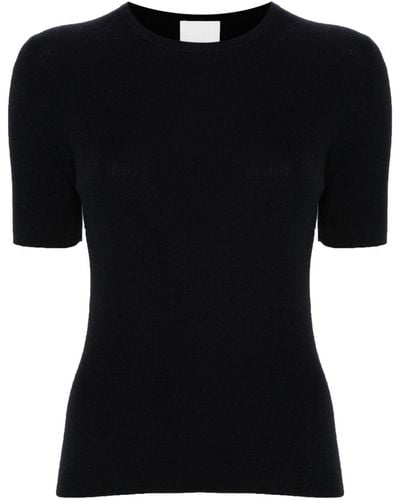 Allude Knitted Wool T-shirt - Black