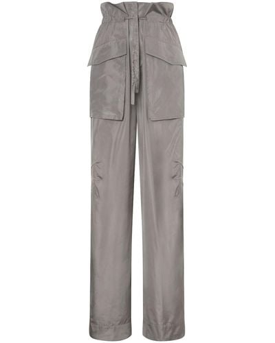 Alberta Ferretti High-waisted Straight-leg Trousers - Grey