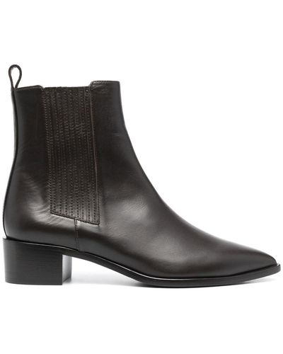SCAROSSO Olivia Leather Ankle Boots - Black