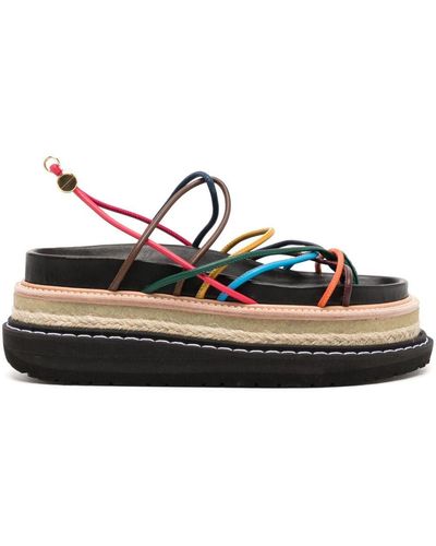 Sacai Strappy Platform Sandals - Black