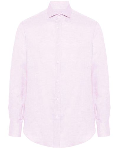 Brunello Cucinelli Langärmeliges Hemd aus Leinen - Pink