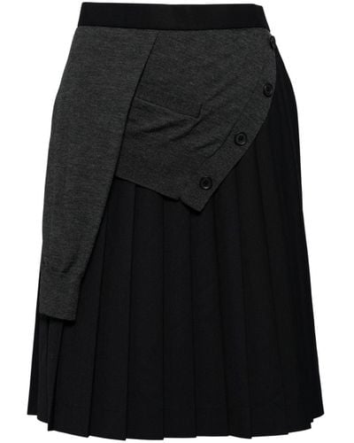 Kolor アシンメトリー レイヤード スカート - ブラック