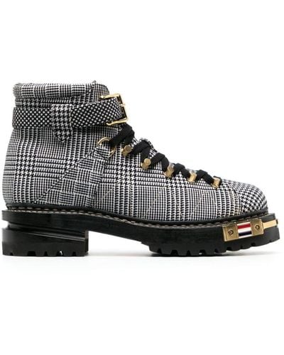 Thom Browne Hiking Checked Boots - Black