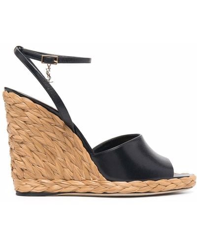 Saint Laurent Sandali Paloma con zeppa - Nero