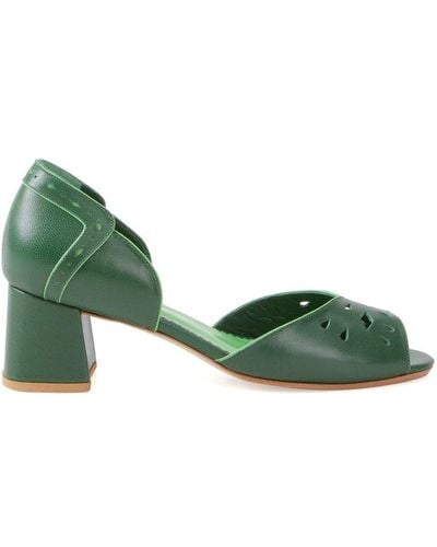 Sarah Chofakian Chunky Heel Court Shoes - Green