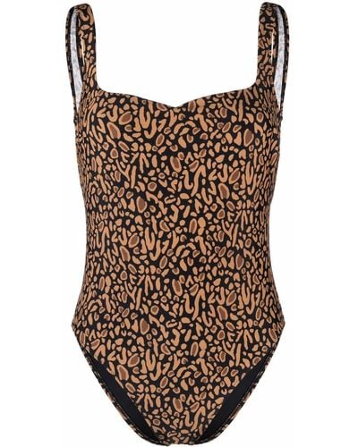 Nanushka Leopard-print Sweetheart-neckline One-piece - Brown