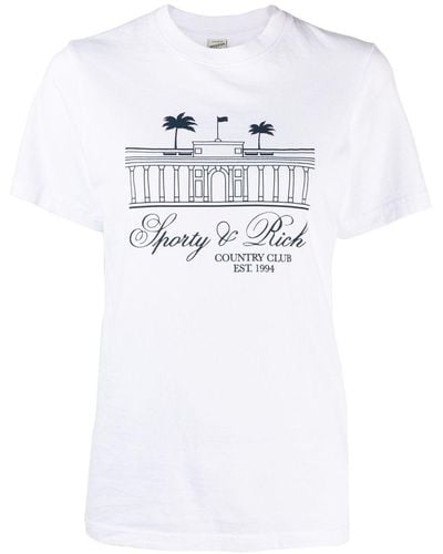 Sporty & Rich ロゴ Tシャツ - ホワイト