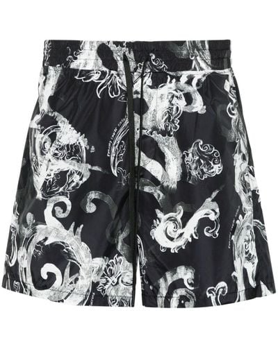 Versace Jeans Couture Pantalones cortos de chándal con estampado Watercolour Couture - Negro
