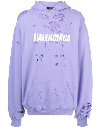 Balenciaga Logo Print Distressed-finish T-shirt - Purple