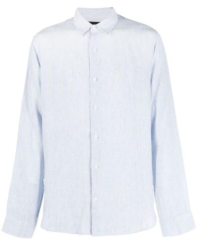 Vince Striped Button-up Linen Shirt - White