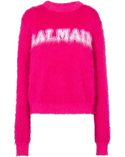 Balmain Logo Mohair Jumper - Pink
