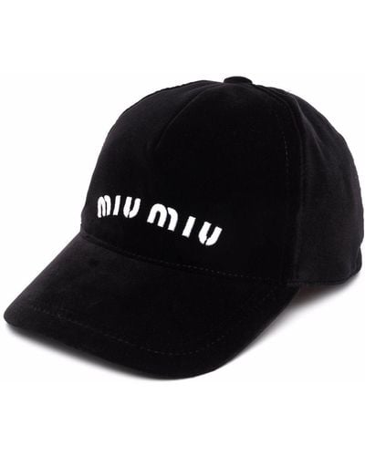 Miu Miu Gorra con logo bordado - Negro