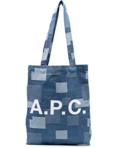 A.P.C. Lou Logo-print Tote Bag - Blue