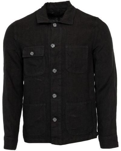 120% Lino Linen Shirt Jacket - Black