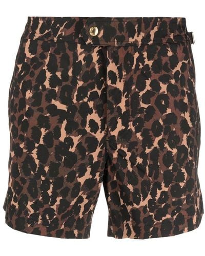 Tom Ford All-over Leopard-print Swim Shorts - Black