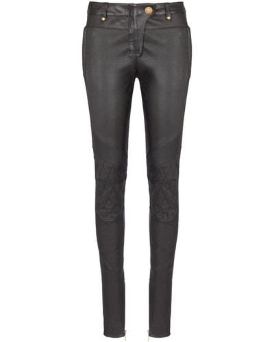 Balmain Leather Trousers - Grey
