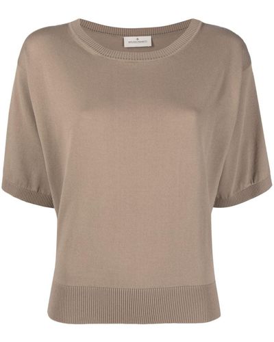 Bruno Manetti Fine-knit Short-sleeve Top - Natural