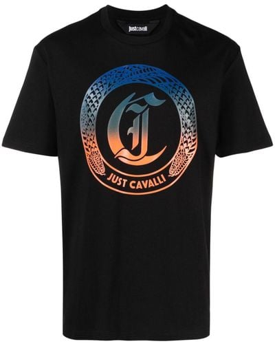 Just Cavalli Katoenen T-shirt Met Logoprint - Zwart